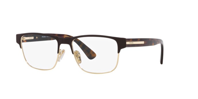 Eyeglasses Prada PR 57ZV (01U1O1) color marrone opaco shape square lenses lente demo