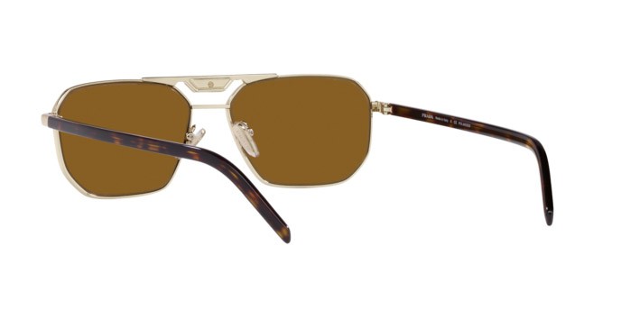 Occhiali da sole Prada PR 58YS (ZVN5Y1) colore pale gold forma rettangolare lenti polar dark brown