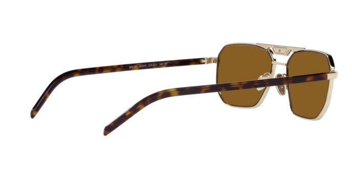 Occhiali da sole Prada PR 58YS (ZVN5Y1) colore pale gold forma rettangolare lenti polar dark brown