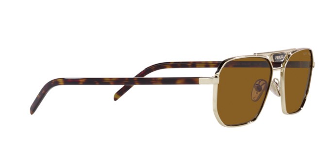 Occhiali da sole Prada PR 58YS (ZVN5Y1) colore pale gold forma rettangolare lenti polar dark brown