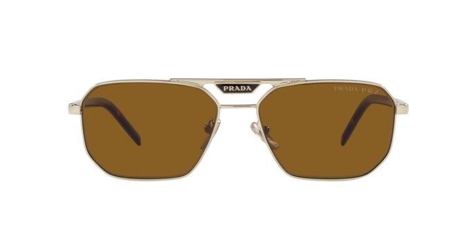 Occhiali da sole Prada PR 58YS (ZVN5Y1) colore pale gold forma rettangolare lenti polar dark brown
