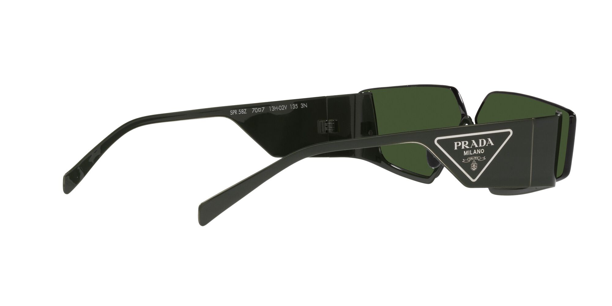 Sonnenbrillen Prada PR 58ZS (13H02V) farbe verde form unregelmäßig gläser verde scuro