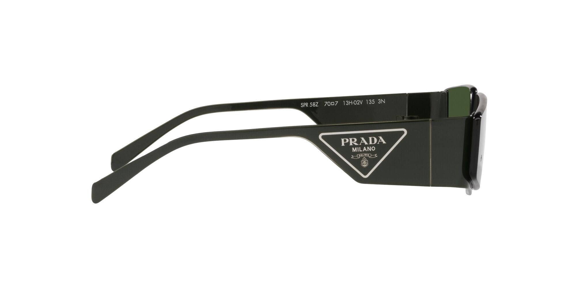 Sonnenbrillen Prada PR 58ZS (13H02V) farbe verde form unregelmäßig gläser verde scuro
