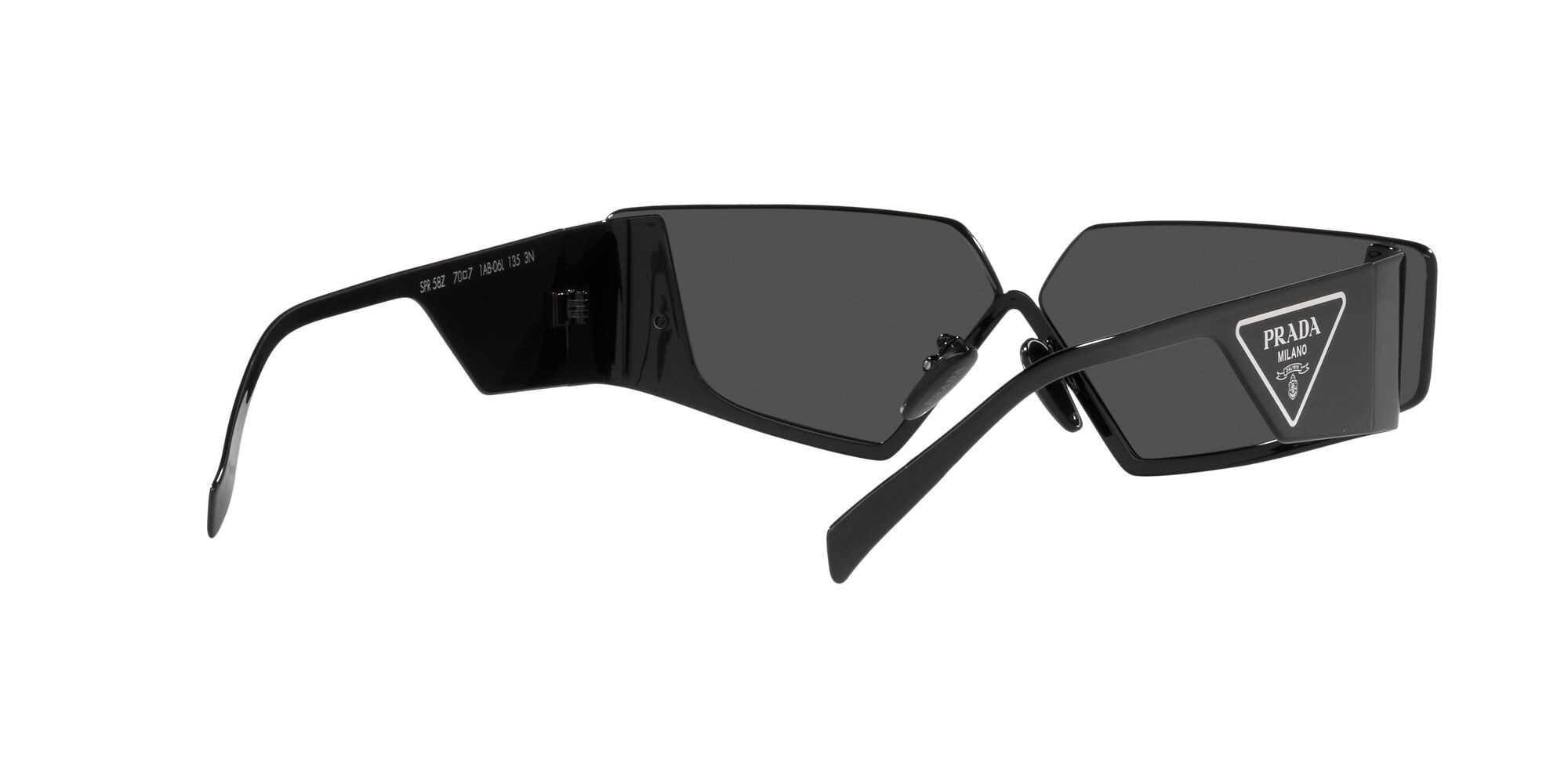 Sonnenbrillen Prada PR 58ZS (1AB06L) farbe nero form unregelmäßig gläser grigio scuro