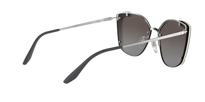 Sonnenbrillen Prada Absolute PR 59VS (4315O0) farbe silver/black ivory form unregelmäßig gläser gradient grey mirror silver