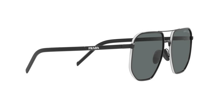 Sunglasses Prada PR 59YS (1AB5Z1) color black shape square lenses polar dark grey