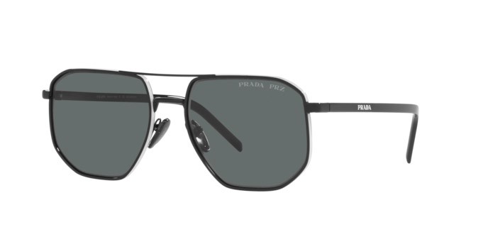 Sunglasses Prada PR 59YS (1AB5Z1) color black shape square lenses polar dark grey