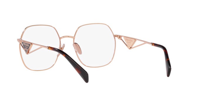 Eyeglasses Prada PR 59ZV (SVF1O1) color oro rosa shape irregular lenses lente demo