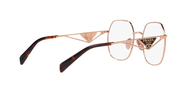 Eyeglasses Prada PR 59ZV (SVF1O1) color oro rosa shape irregular lenses lente demo