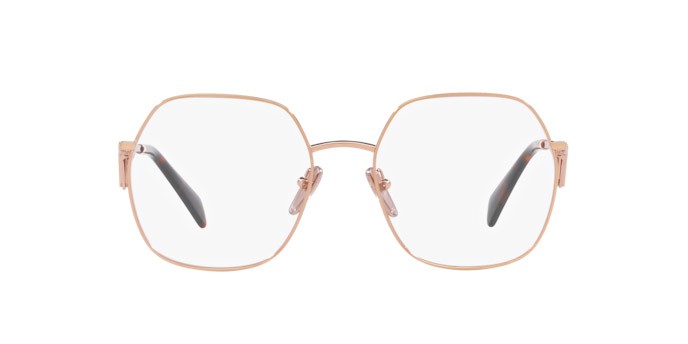 Eyeglasses Prada PR 59ZV (SVF1O1) color oro rosa shape irregular lenses lente demo