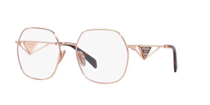 Eyeglasses Prada PR 59ZV (SVF1O1) color oro rosa shape irregular lenses lente demo