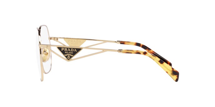 Eyeglasses Prada PR 59ZV (ZVN1O1) color oro pallido shape irregular lenses lente demo