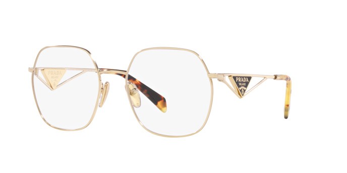 Eyeglasses Prada PR 59ZV (ZVN1O1) color oro pallido shape irregular lenses lente demo