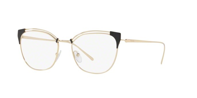 Brillen Prada PR 62UV (YEE1O1) farbe grey/pale gold form cat-eye gläser demo lens