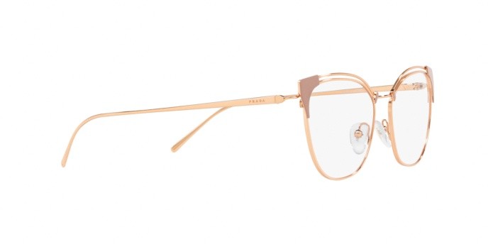 Brillen Prada PR 62UV (YEP1O1) farbe beige/pink gold form cat-eye gläser demo lens