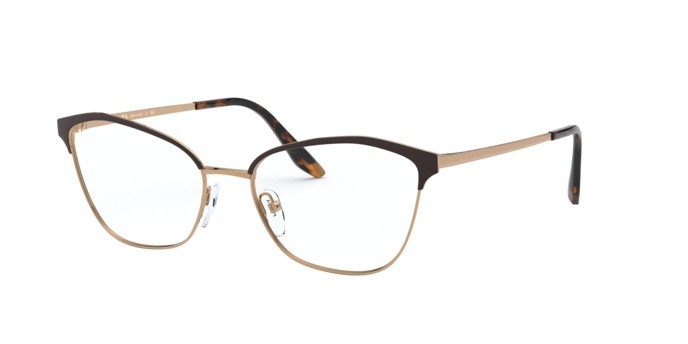 Brillen Prada PR 62XV (04E1O1) farbe matte red/pale gold form cat-eye gläser demo lens