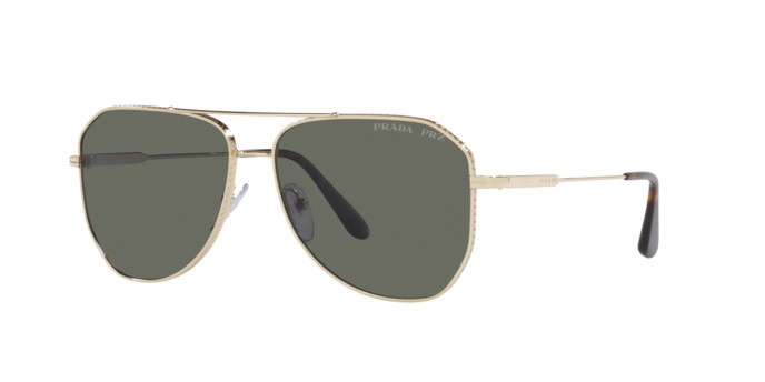 Sonnenbrillen Prada PR 63XS (ZVN03R) farbe pale gold form unregelmäßig gläser polar green