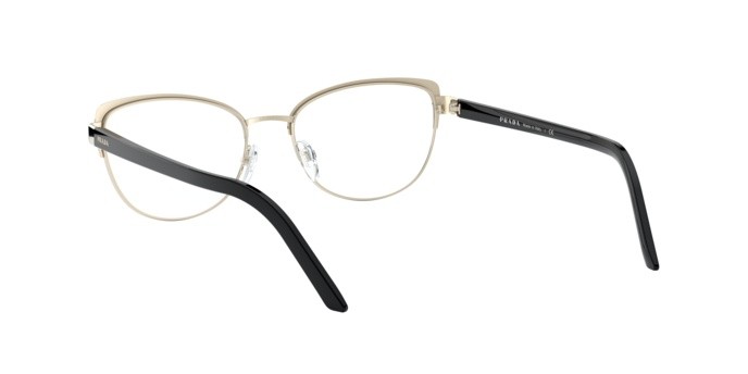 Brillen Prada PR 63XV (AAV1O1) farbe black/pale gold form cat-eye gläser demo lens