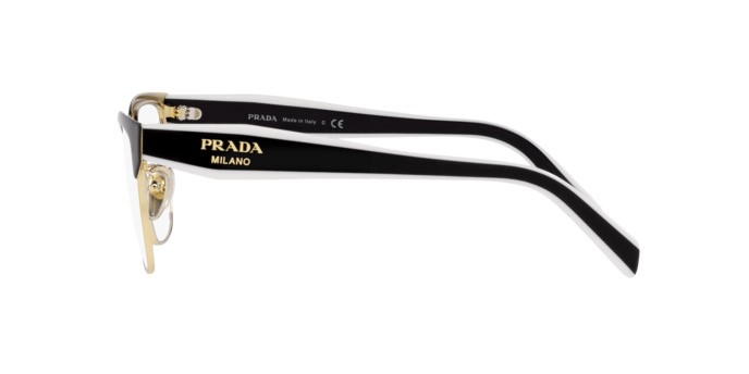 Brillen Prada PR 65YV (18A1O1) farbe black/pale gold form unregelmäßig gläser demo lens