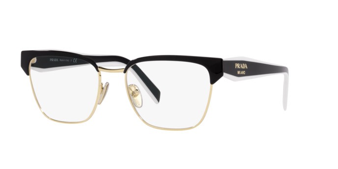 Brillen Prada PR 65YV (18A1O1) farbe black/pale gold form unregelmäßig gläser demo lens