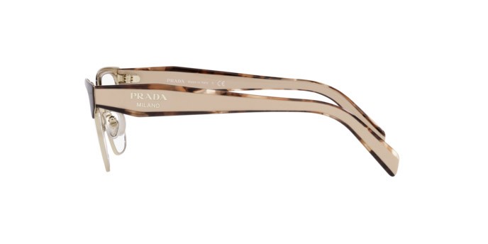Eyeglasses Prada PR 65YV (KOF1O1) color brown/pale gold shape irregular lenses demo lens