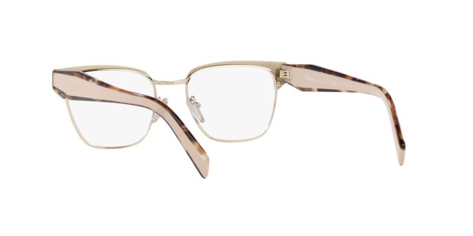 Eyeglasses Prada PR 65YV (KOF1O1) color brown/pale gold shape irregular lenses demo lens