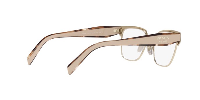 Eyeglasses Prada PR 65YV (KOF1O1) color brown/pale gold shape irregular lenses demo lens