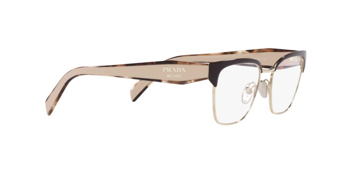 Eyeglasses Prada PR 65YV (KOF1O1) color brown/pale gold shape irregular lenses demo lens