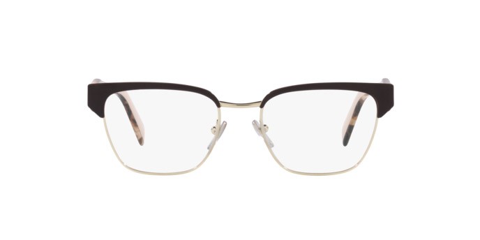 Eyeglasses Prada PR 65YV (KOF1O1) color brown/pale gold shape irregular lenses demo lens