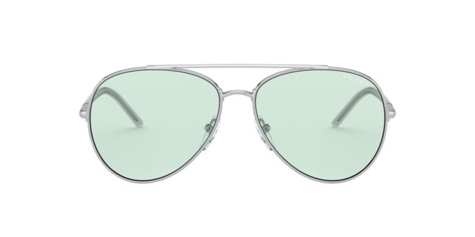 Sonnenbrillen Prada PR 66XS (1BC08D) farbe silver form rund gläser green photocromatic