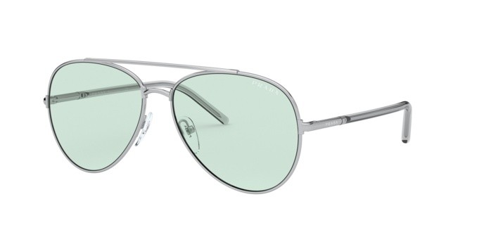 Sonnenbrillen Prada PR 66XS (1BC08D) farbe silver form rund gläser green photocromatic