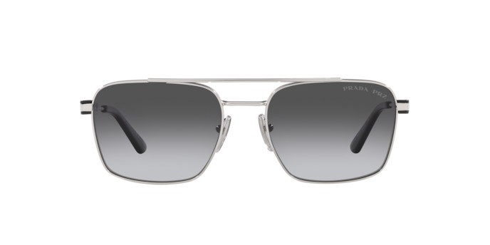 Sunglasses Prada PR 67ZS (1BC5W1) color argento shape square lenses polar grigia sfumata