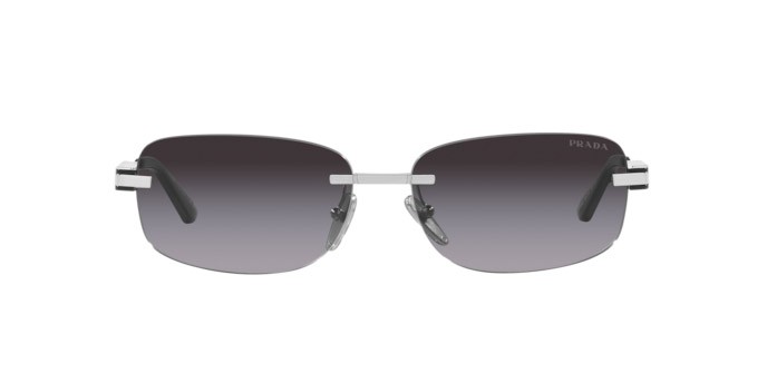 Sonnenbrillen Prada PR 68ZS (1BC09S) farbe argento form unregelmäßig gläser sfumato grigio