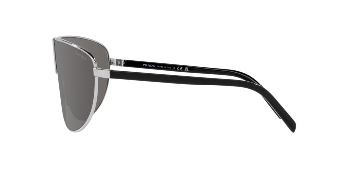 Occhiali da sole Prada PR 69ZS (1BC2B0) colore argento forma rettangolare lenti grigio chiaro specchiato argento