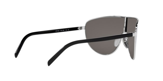 Occhiali da sole Prada PR 69ZS (1BC2B0) colore argento forma rettangolare lenti grigio chiaro specchiato argento