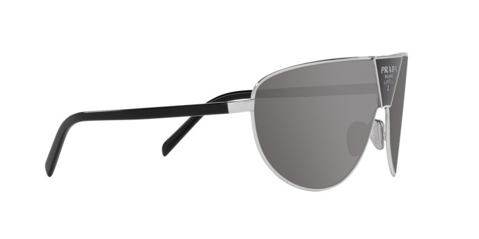 Occhiali da sole Prada PR 69ZS (1BC2B0) colore argento forma rettangolare lenti grigio chiaro specchiato argento