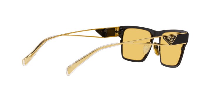 Occhiali da sole Prada PR 71ZS (1AB0B7) colore nero forma quadrato lenti giallo