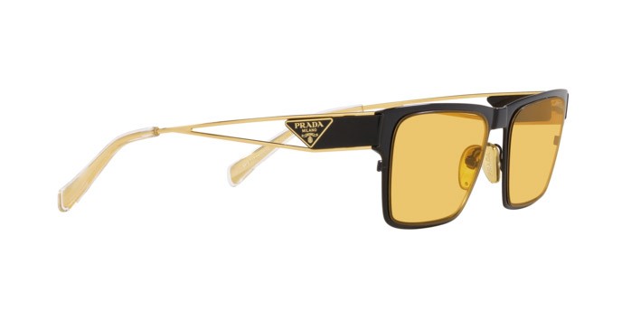 Occhiali da sole Prada PR 71ZS (1AB0B7) colore nero forma quadrato lenti giallo