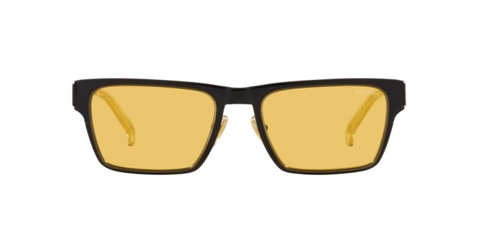 Occhiali da sole Prada PR 71ZS (1AB0B7) colore nero forma quadrato lenti giallo