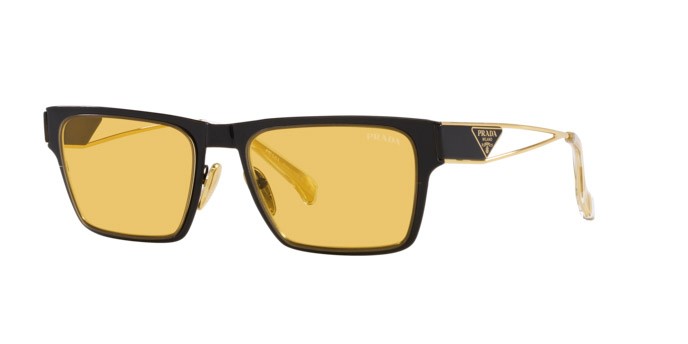 Occhiali da sole Prada PR 71ZS (1AB0B7) colore nero forma quadrato lenti giallo