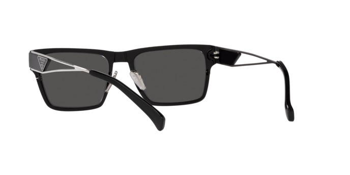 Sunglasses Prada PR 71ZS (1BO5S0) color nero opaco shape square lenses grigio scuro