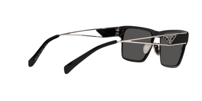 Sunglasses Prada PR 71ZS (1BO5S0) color nero opaco shape square lenses grigio scuro