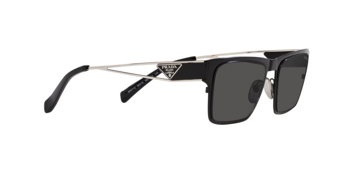Sunglasses Prada PR 71ZS (1BO5S0) color nero opaco shape square lenses grigio scuro