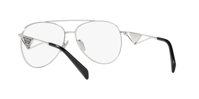Sonnenbrillen Prada PR 73ZS (1BC08N) farbe argento form aviator gläser trasparente con filtro anti luce blu