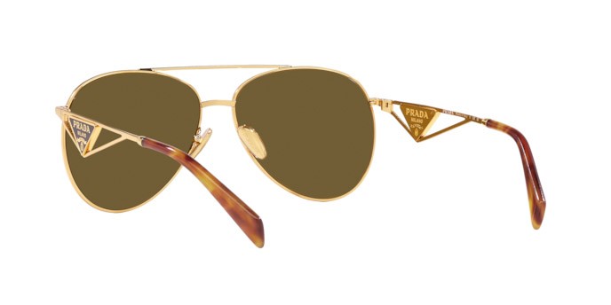 Sonnenbrillen Prada PR 73ZS (5AK01T) farbe oro form aviator gläser marrone scuro