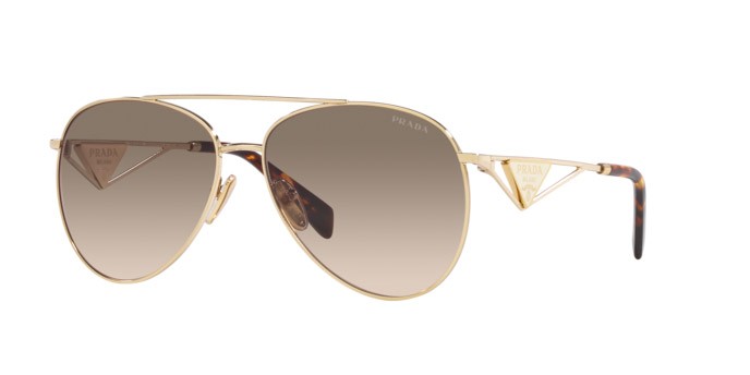 Sonnenbrillen Prada PR 73ZS (ZVN3D0) farbe oro pallido form aviator gläser marrone chiaro sfumato grigio chiaro