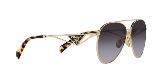 Sunglasses Prada PR 73ZS (ZVN5D1) color oro pallido shape aviator lenses sfumato grigio
