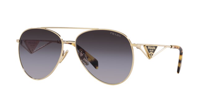 Sunglasses Prada PR 73ZS (ZVN5D1) color oro pallido shape aviator lenses sfumato grigio