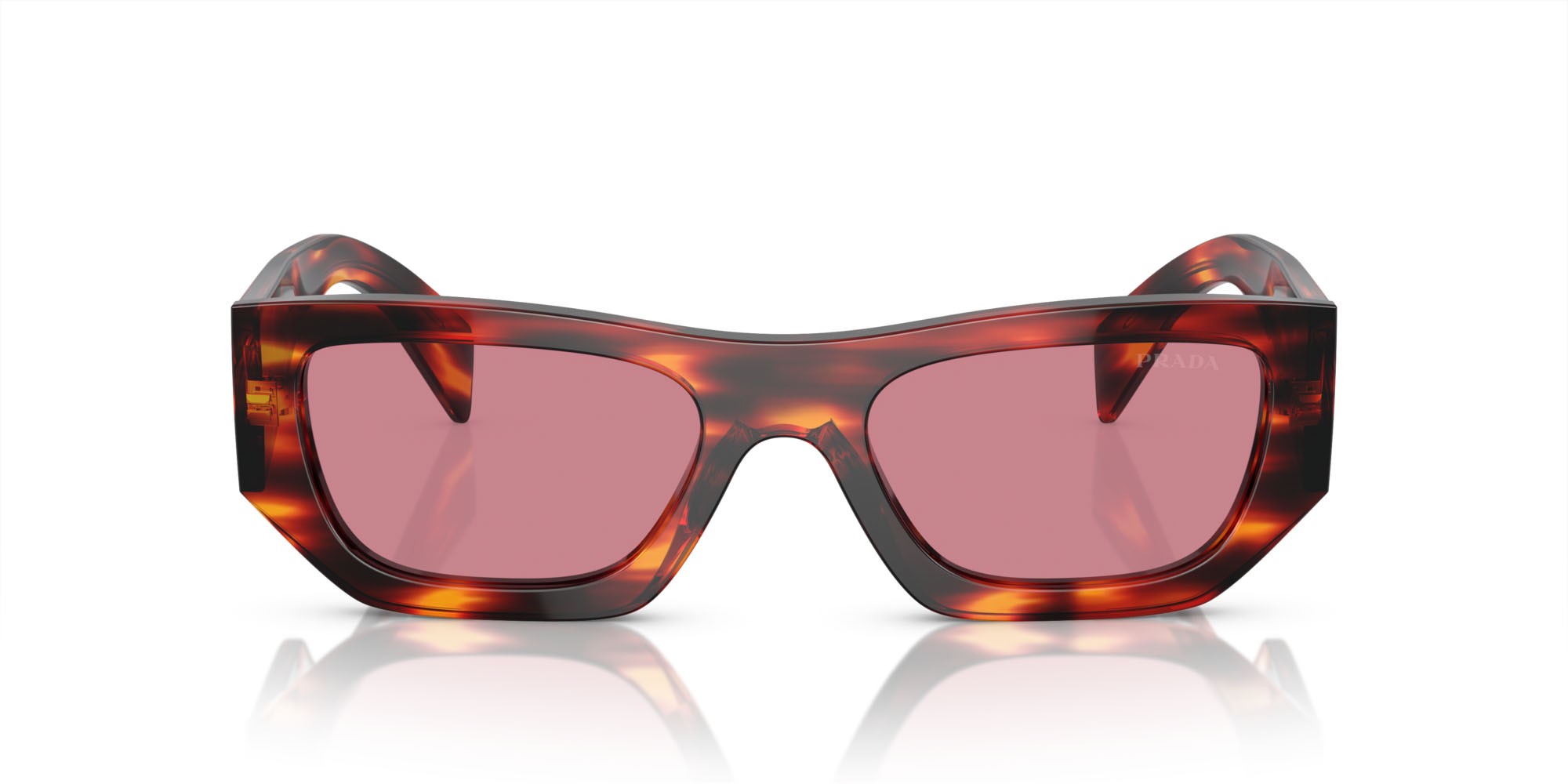 Sunglasses Prada PR A01S (13O80B) color havana rosso shape square lenses violetto scuro