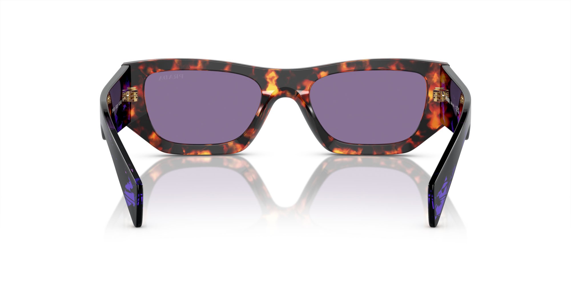 Sunglasses Prada PR A01S (14O50B) color havana shape square lenses violetto con specchiatura argento interna